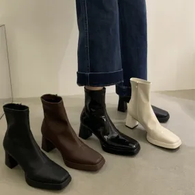 2025  Premium White Chelsea Short Boots High Heel Martin Boots  Bare Boots popular Autumn and Summer Fleece Skinny Women's Boots