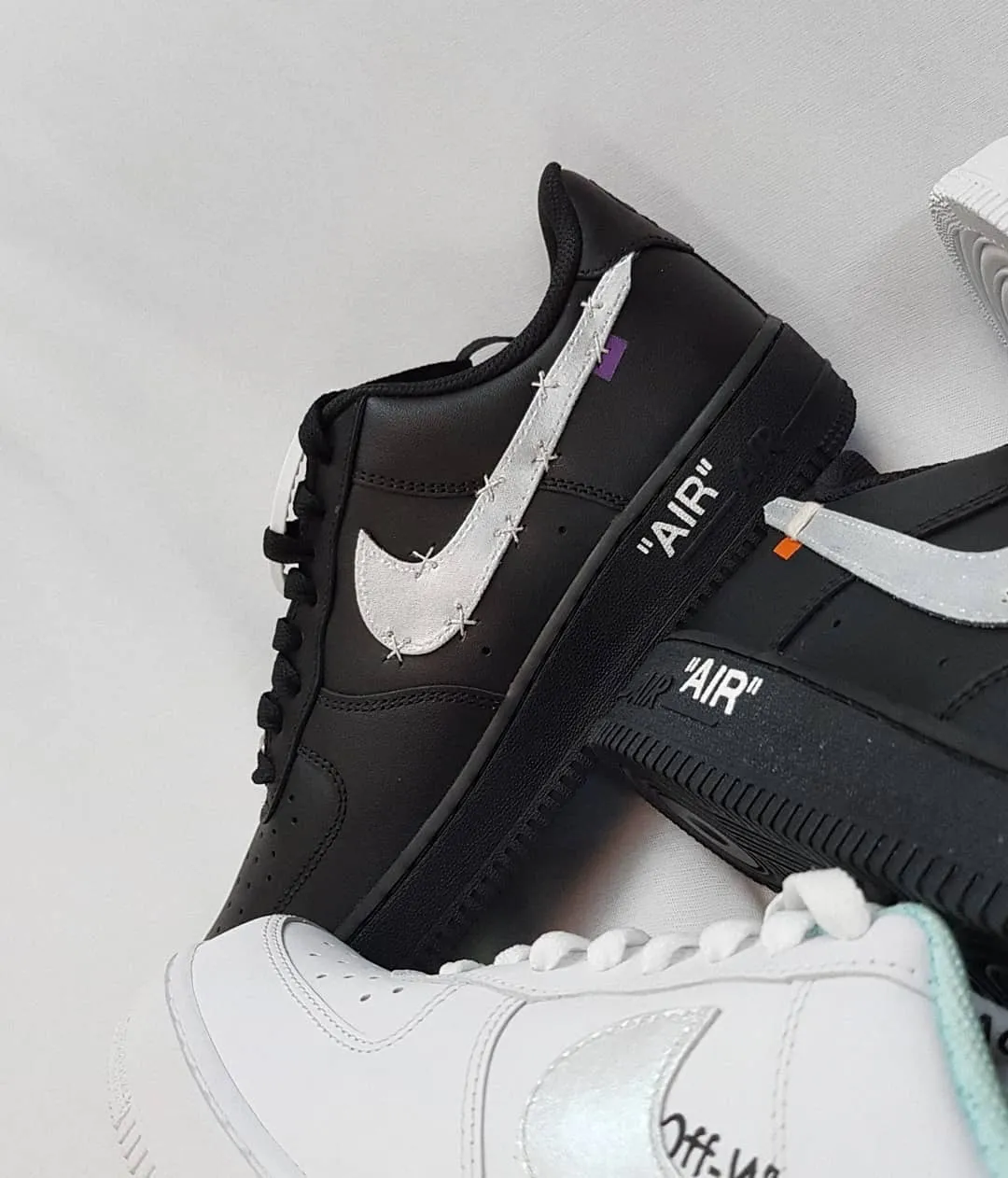 All Black Red White Font Custom Air Force 1