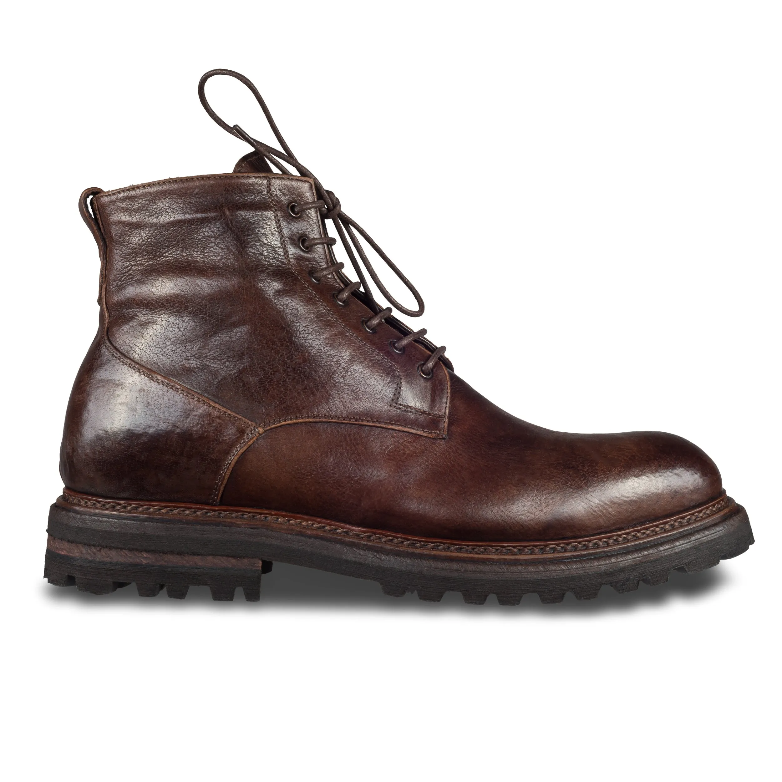 BRECOS Winterstiefelette Herren mit Lammfell & Reißverschluß, dunkelbraun - Büffelleder handgefertigt | SALE %