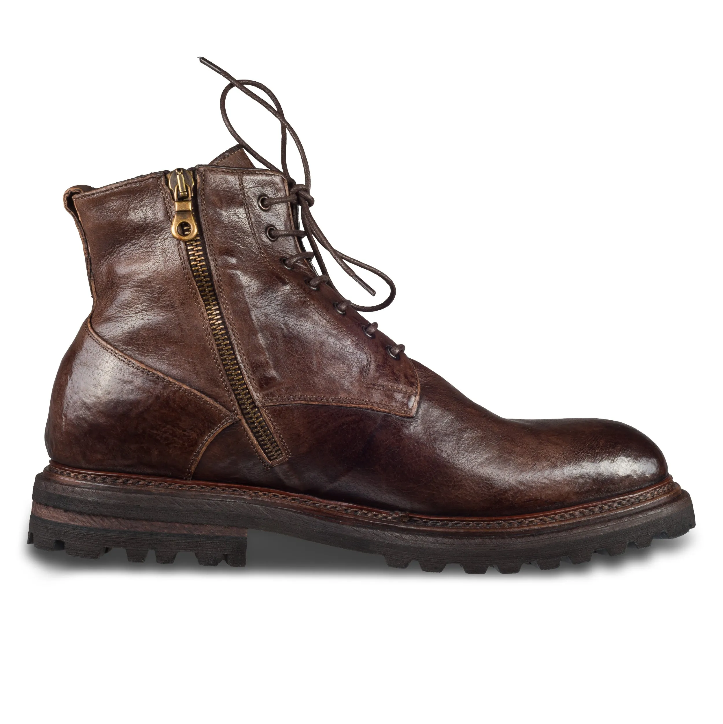 BRECOS Winterstiefelette Herren mit Lammfell & Reißverschluß, dunkelbraun - Büffelleder handgefertigt | SALE %