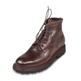 BRECOS Winterstiefelette Herren mit Lammfell & Reißverschluß, dunkelbraun - Büffelleder handgefertigt | SALE %