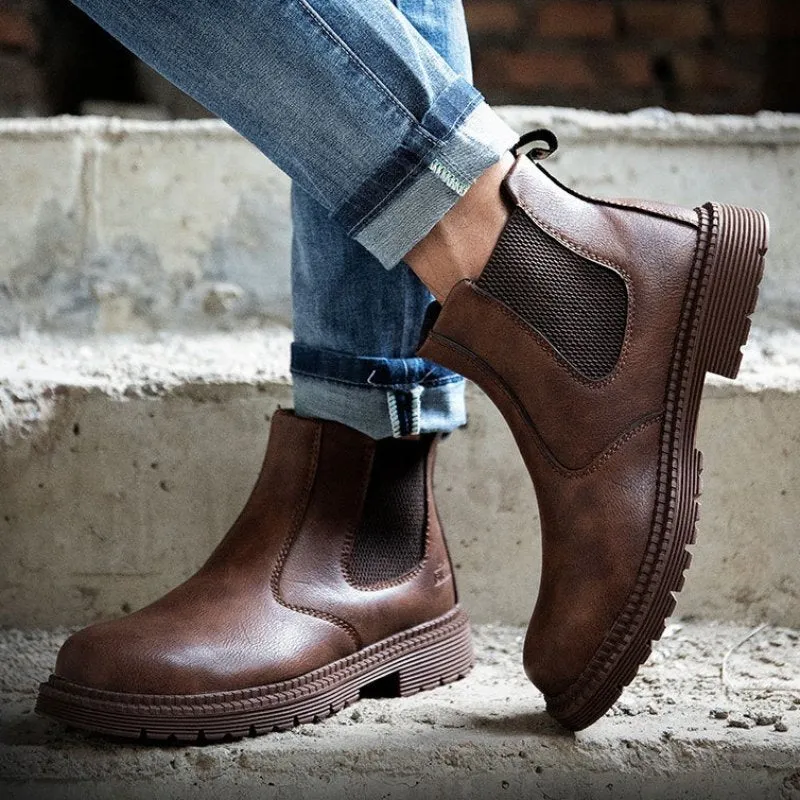 Cuzcare Men Winter Boots For Work Oil-proof Safety Orthopedic Shoes