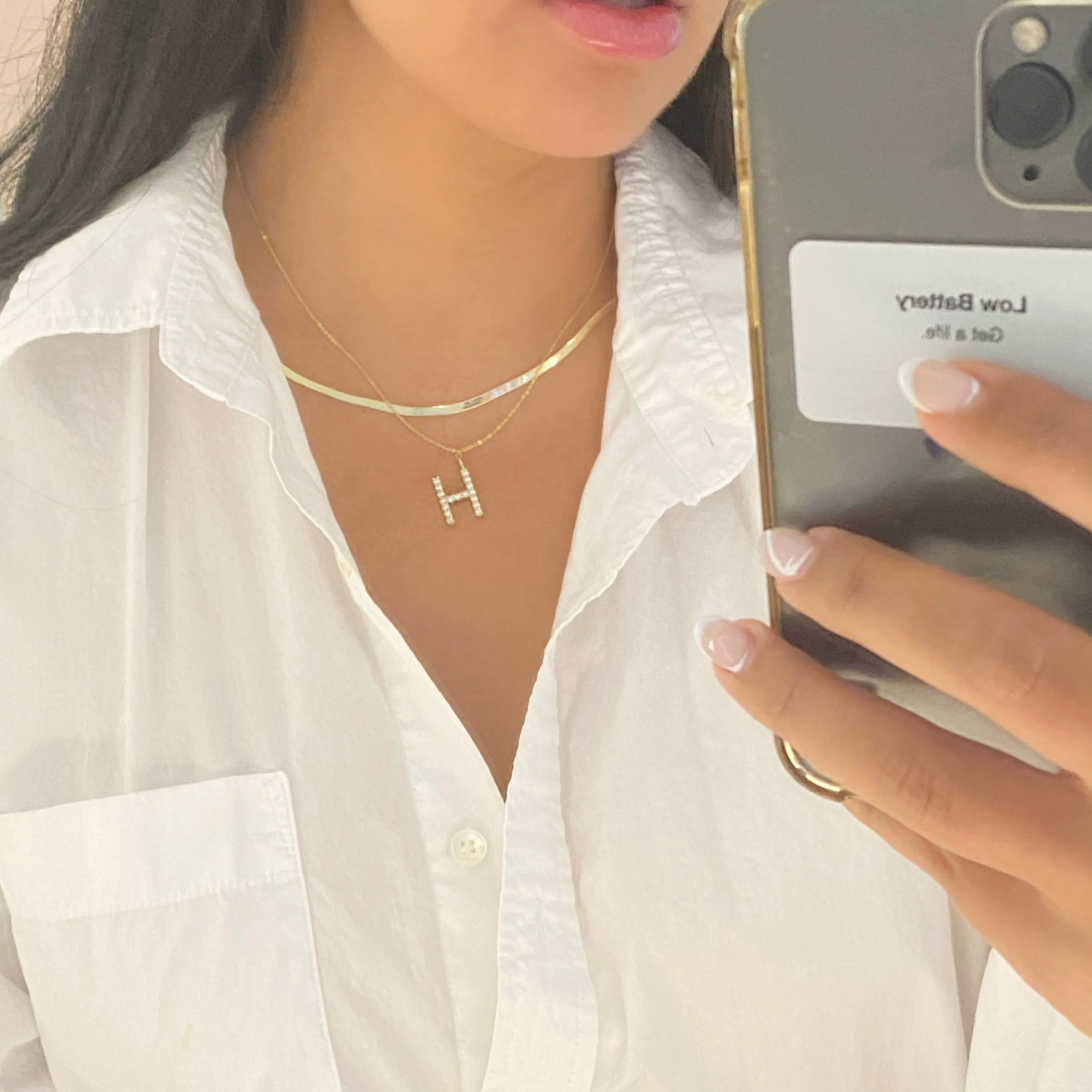 Diamond Block Initial Pendant