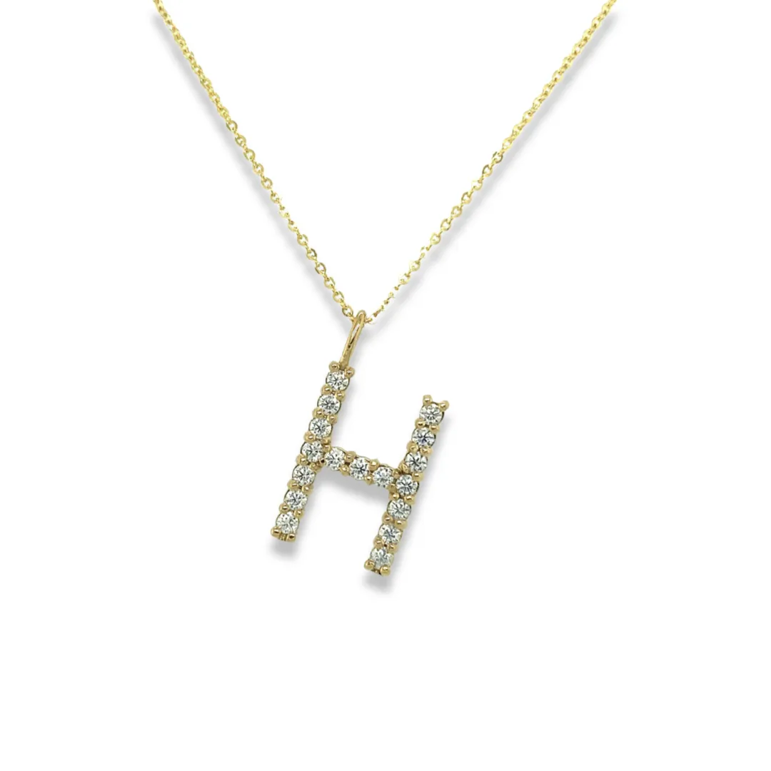 Diamond Block Initial Pendant