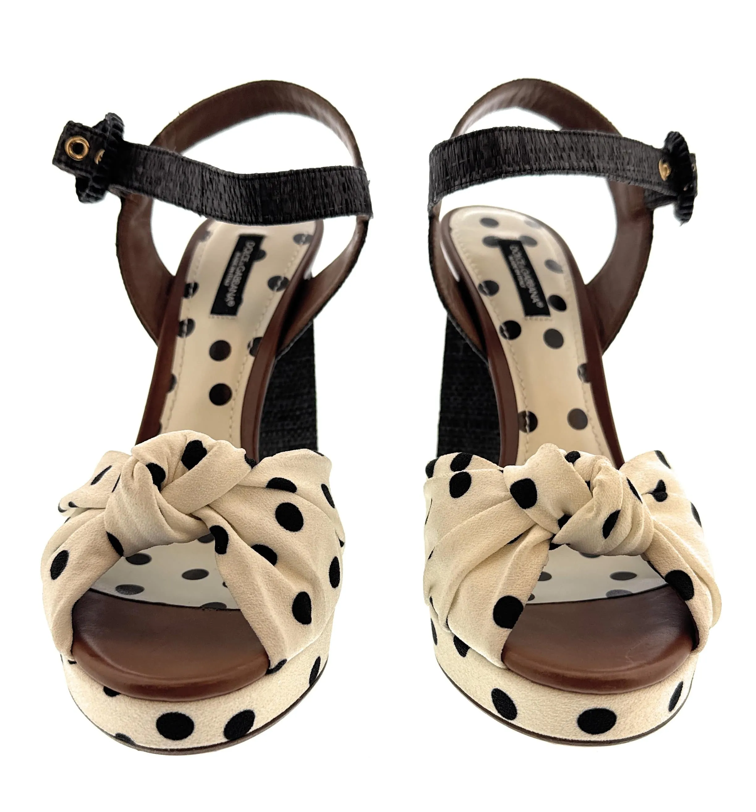 Dolce & Gabbana Women's Polka Dot Platform Block Heel Sandals-EU38