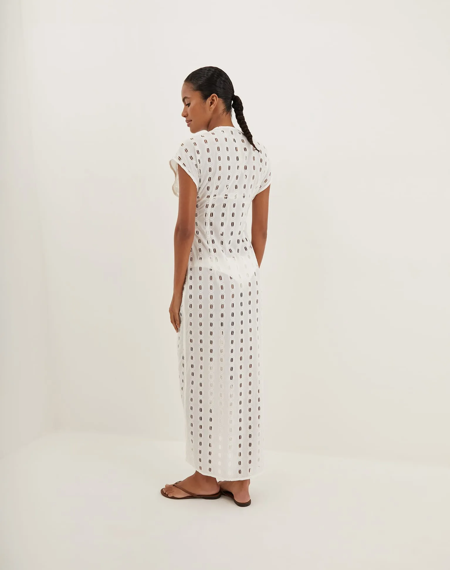 Eyelet Sasha Long Cover Up - Off White
