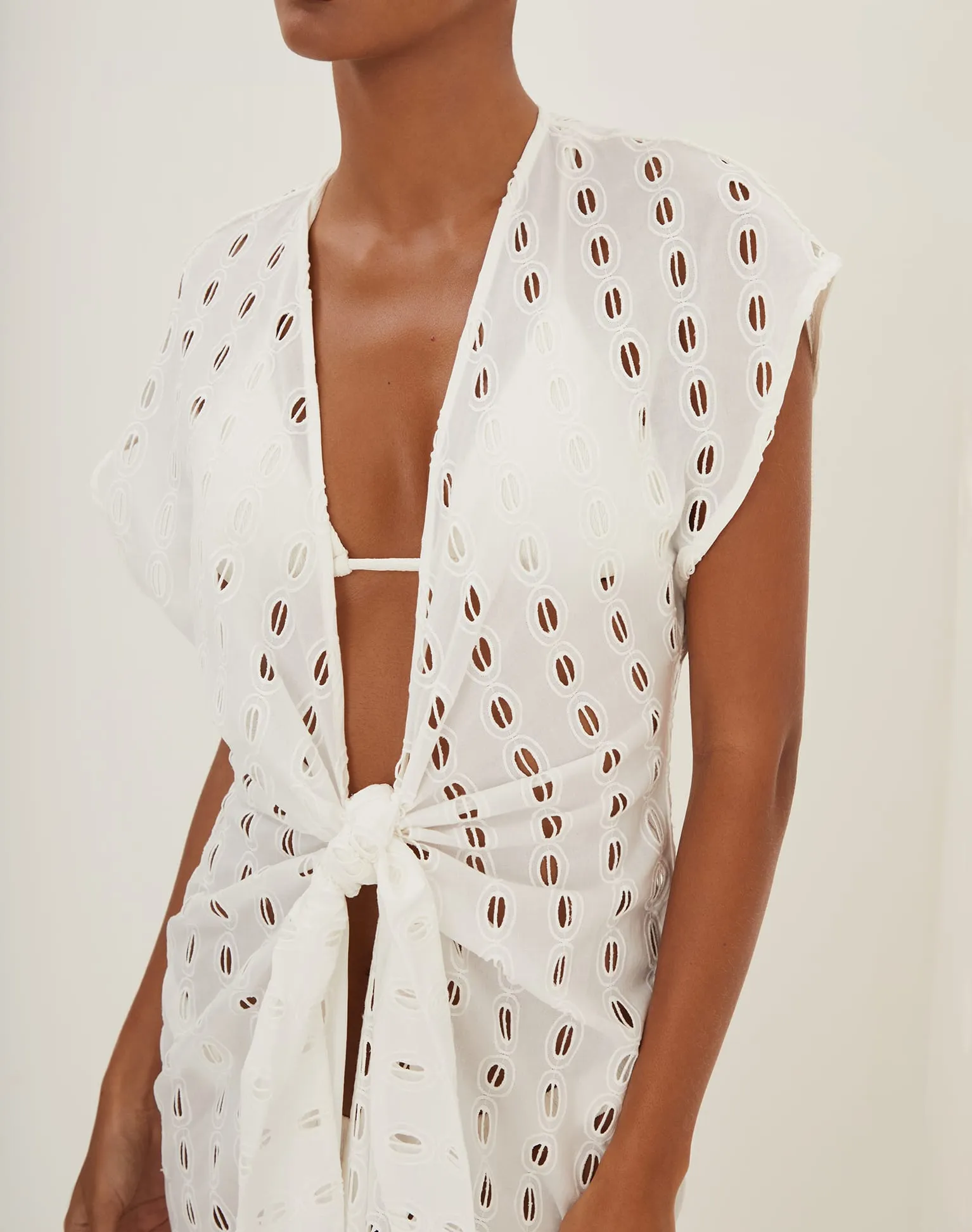 Eyelet Sasha Long Cover Up - Off White