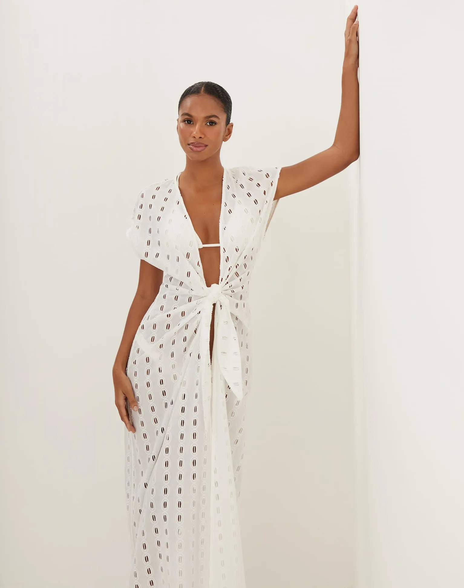 Eyelet Sasha Long Cover Up - Off White