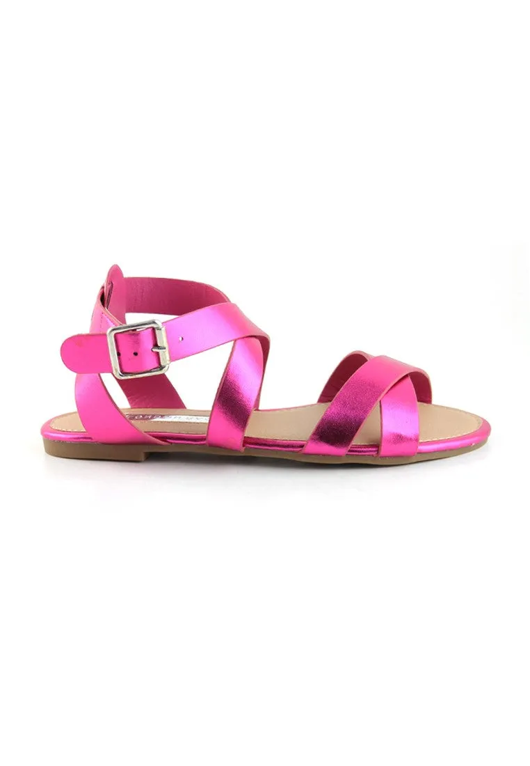 Fuchsia Flat Sandals