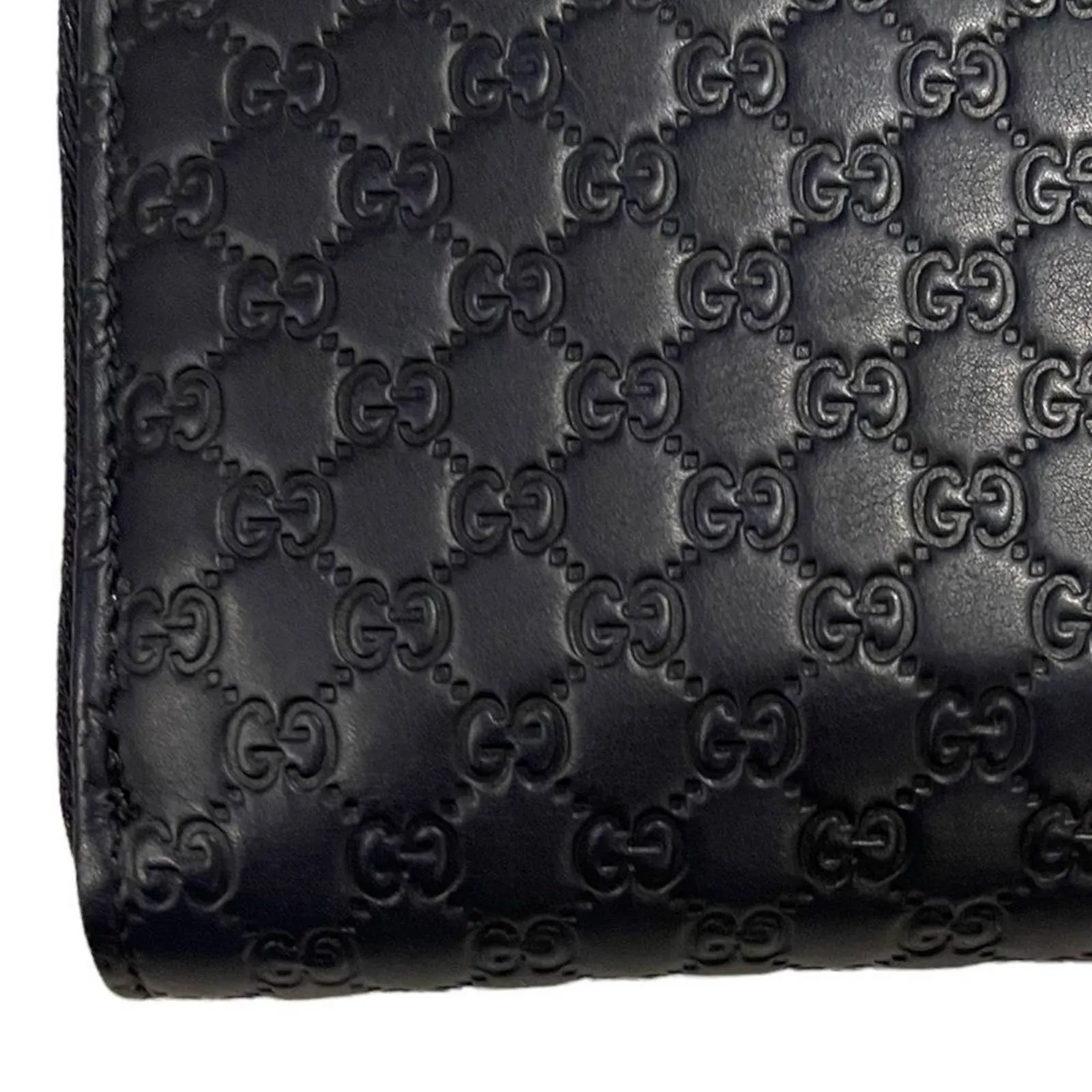 Gucci Microshima Zip Around Long Wallet Blue Leather Logo