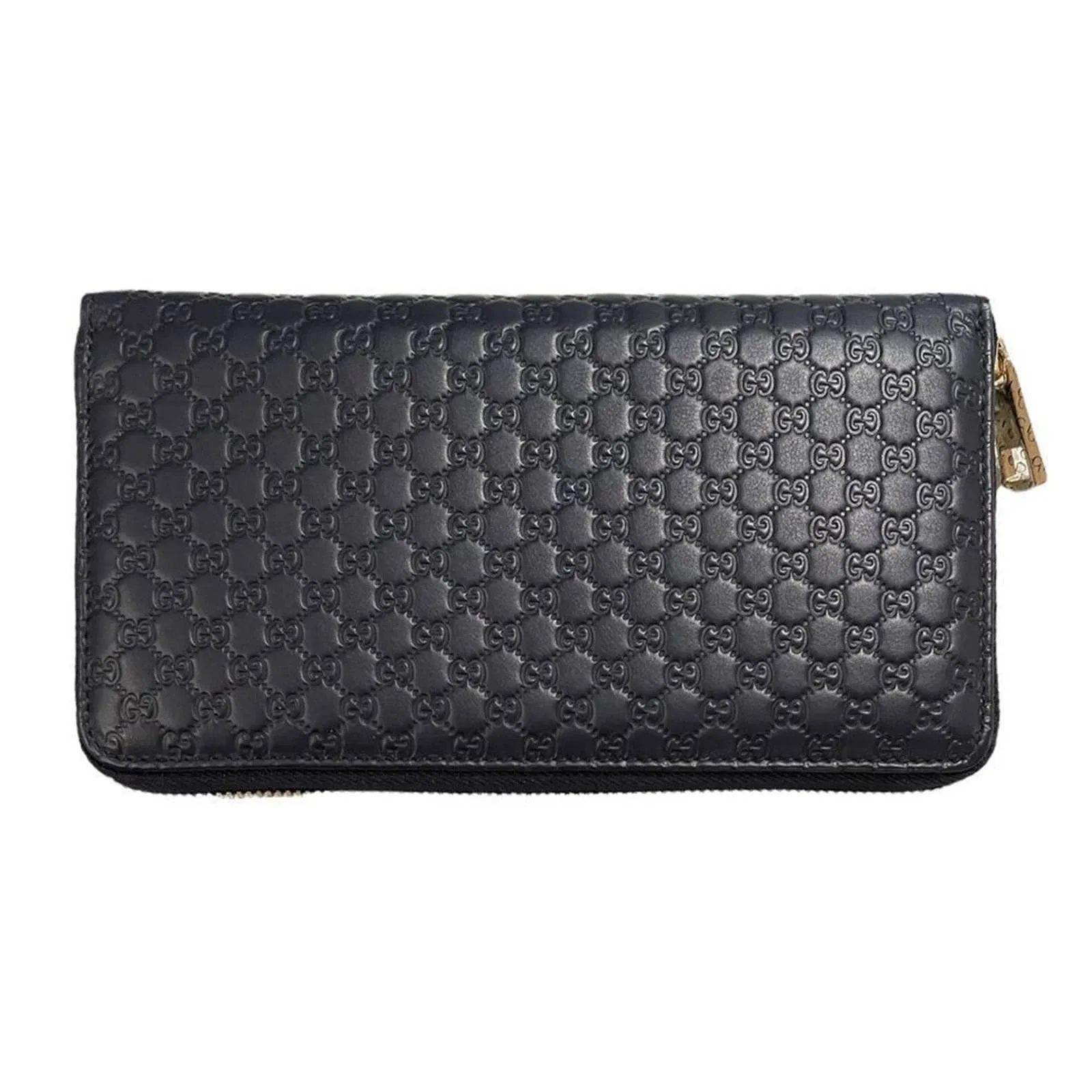 Gucci Microshima Zip Around Long Wallet Blue Leather Logo