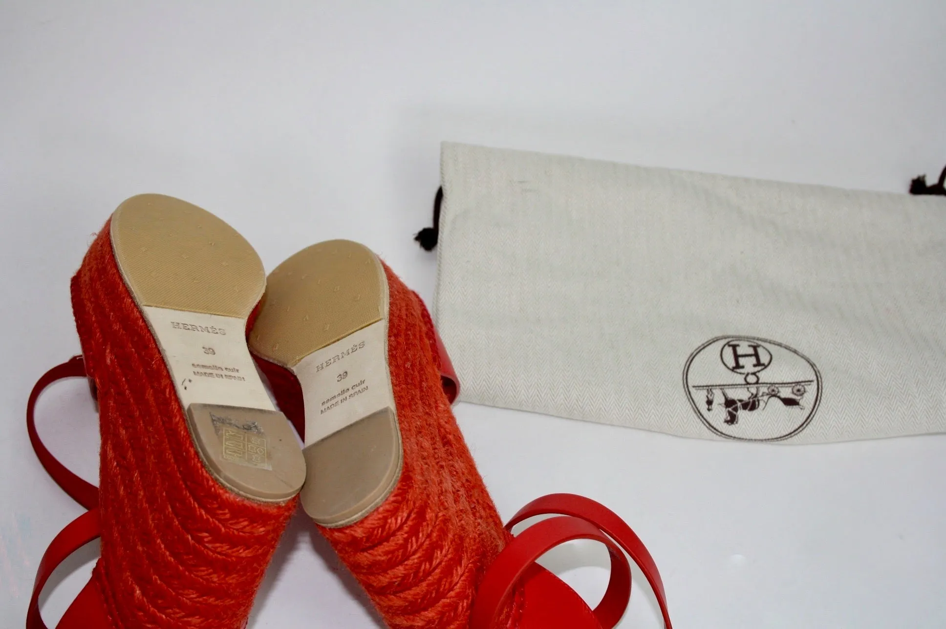 Hermès Red Tipoli Espadrille, 39