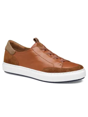 J & M Collection Anson Stretch Lace-to-Toe in Cognac English Suede/Sheepskin
