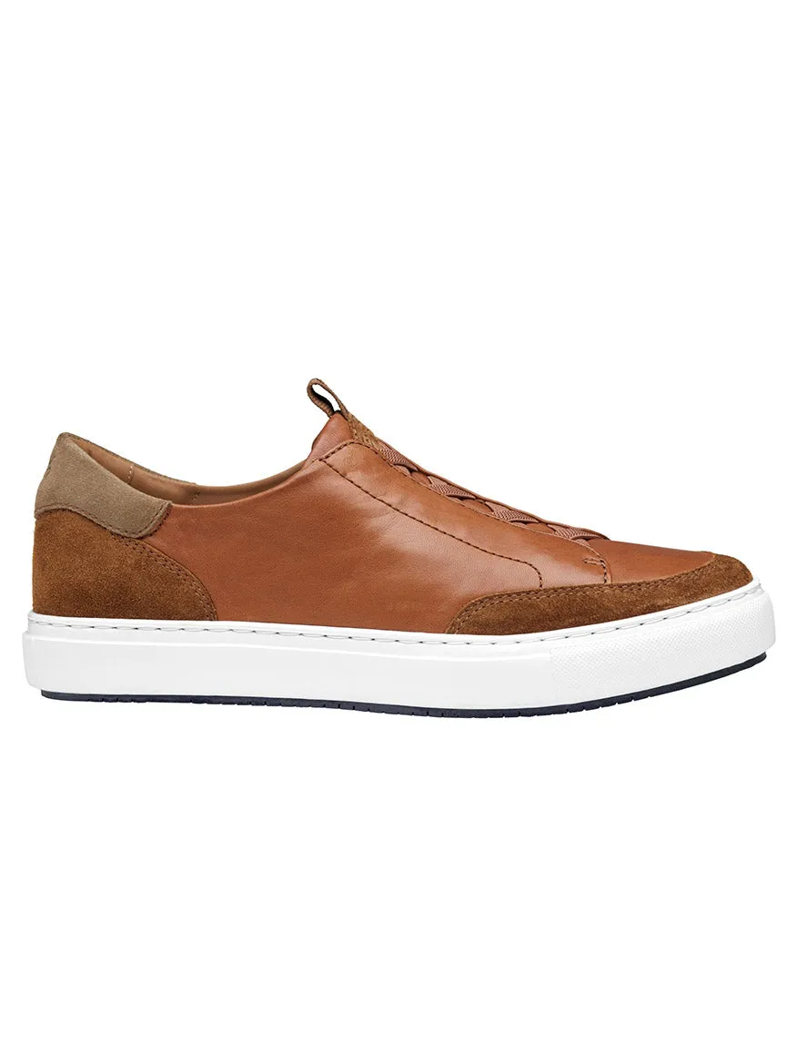 J & M Collection Anson Stretch Lace-to-Toe in Cognac English Suede/Sheepskin