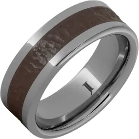 Java Jive - Rugged Tungsten Ring With Brown Ceramic Inlay