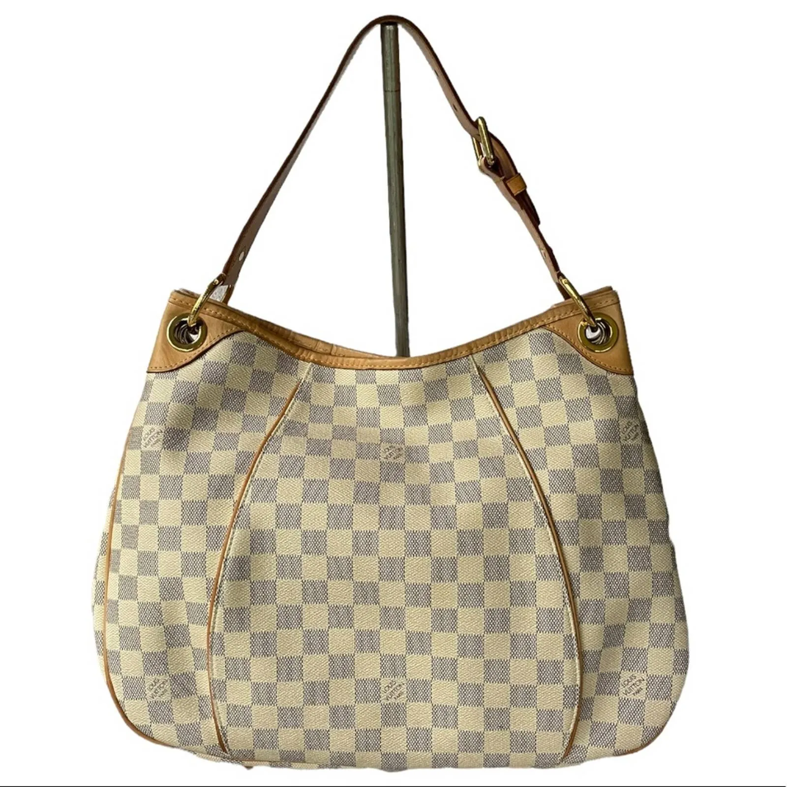 Louis Vuitton Galliera PM Monogram Canvas Handbag Shoulder Bag Damier Azur