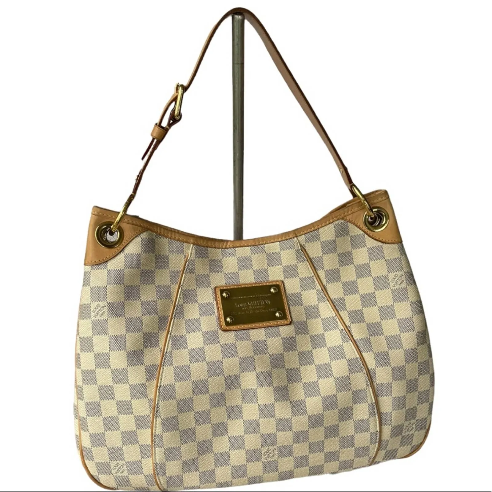Louis Vuitton Galliera PM Monogram Canvas Handbag Shoulder Bag Damier Azur