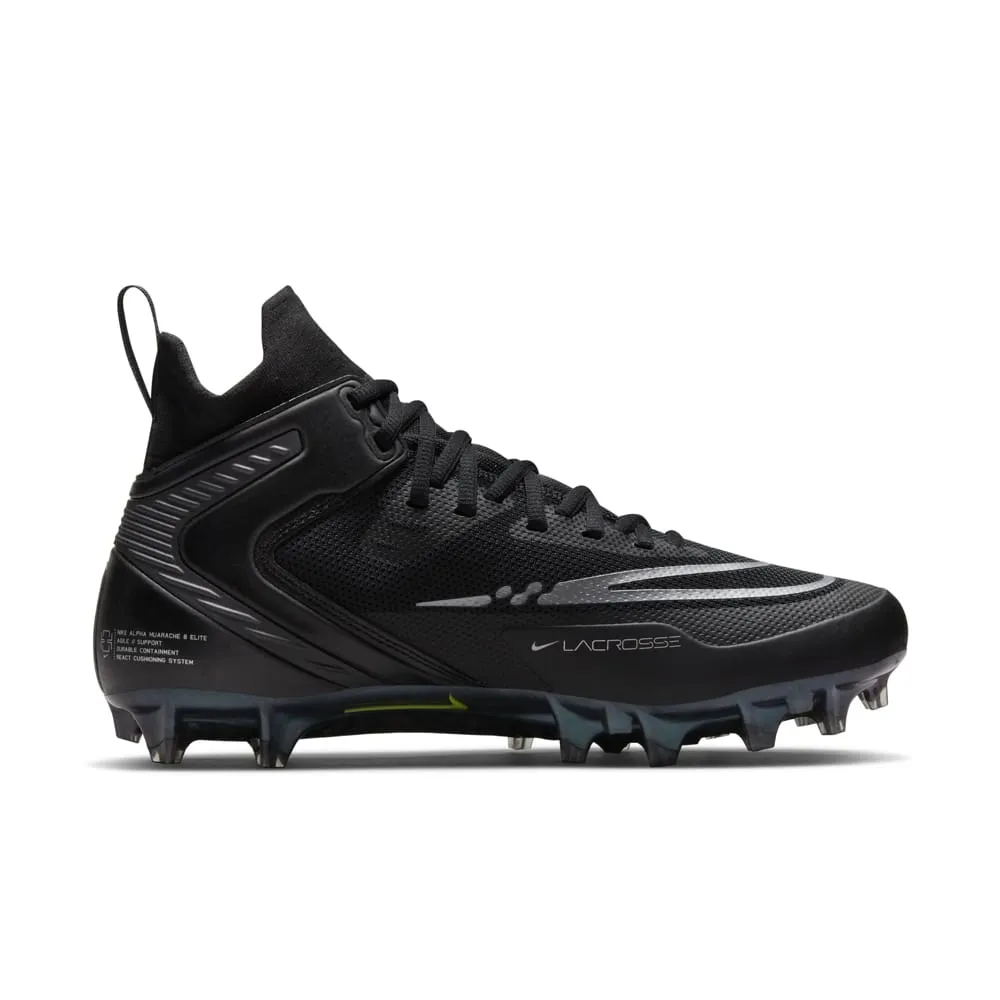 Nike Alpha Huarache 8 Elite Black/Silver Lacrosse Cleats