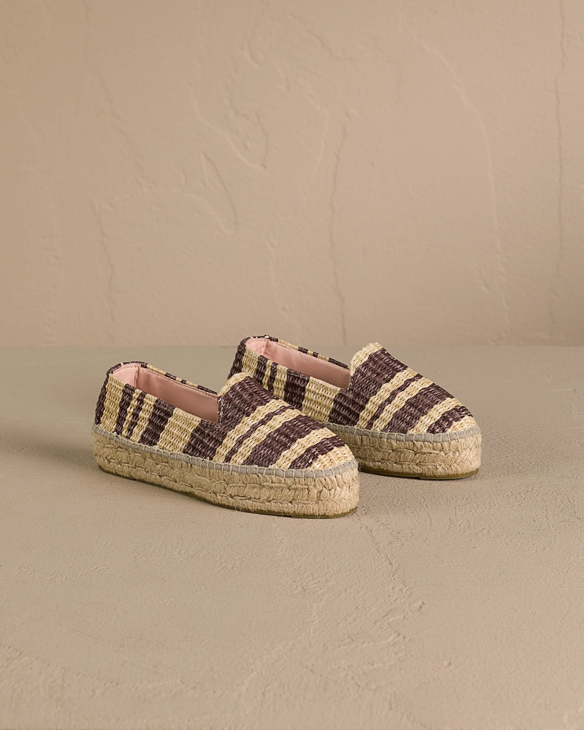 Raffia Stripes Double Sole Espadrilles - G94D0 - Yucatán Cocoa And Natural
