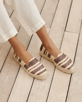 Raffia Stripes Double Sole Espadrilles - G94D0 - Yucatán Cocoa And Natural