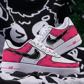 Sweet Pink Black Hand-drawn Custom Air Force 1