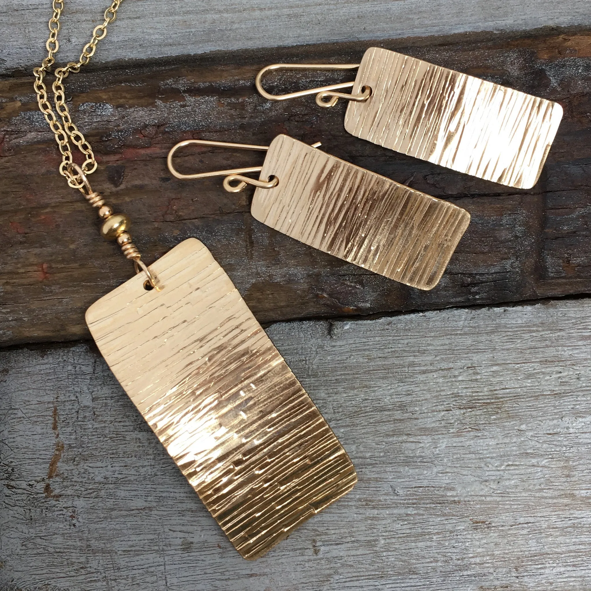 Tree Bark Earrings ~ Goldfilled